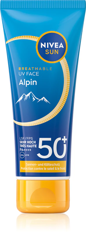 Protetor solar facial NIVEA SUN Alpin para todas as condições climáticas.
