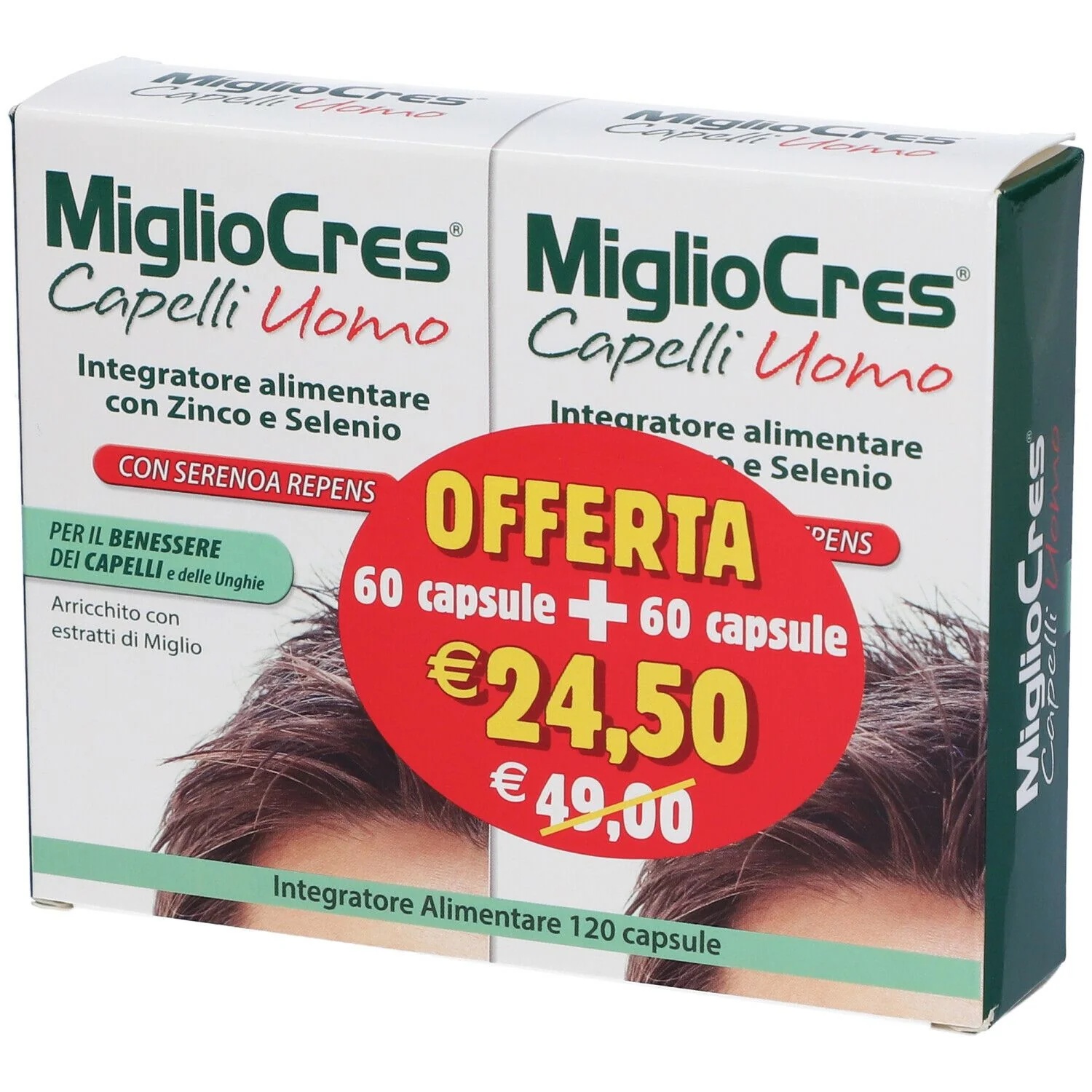 Promo F&F Migliocres Uomo 60+60Cps met Serenoa Repens