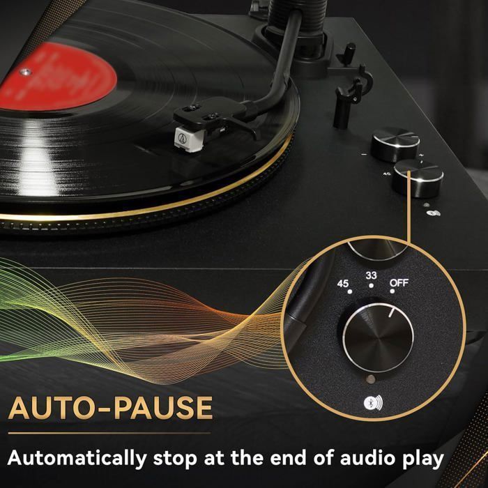 Retekess TR639 Turntable, Wireless Connections, Record Player with 2 Speeds, Easy to Use, Home Audio, Living Room