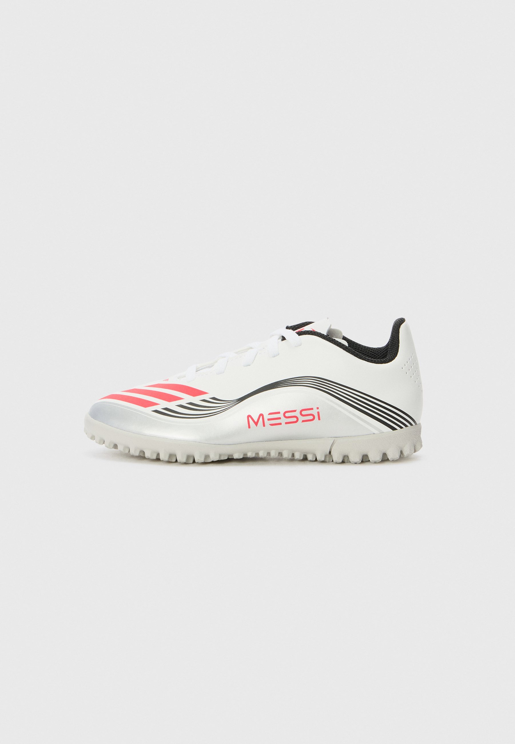 adidas Performance F50 MESSI CLUB UNISEX - Chaussures de football pour terrain synthétique - blanc/rouge vif/argenté