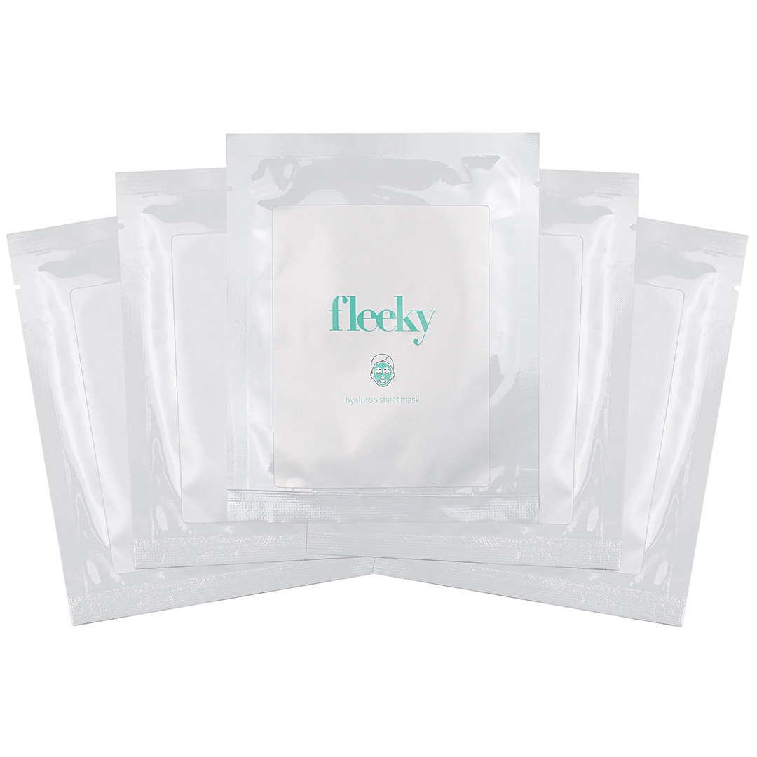 Fleeky sheetmask med hyaluronsyra och dermaroller med 540 nålar – 1 styck + roller