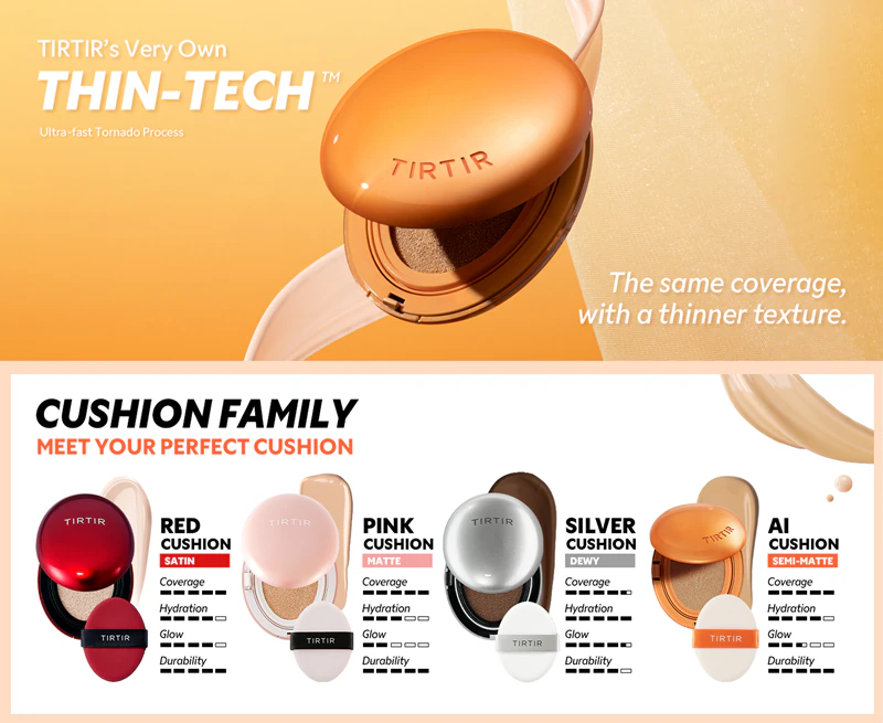 TIRTIR Mask Fit AI Filter Cushion, een langdurige sponsfoundation met een matte finish.