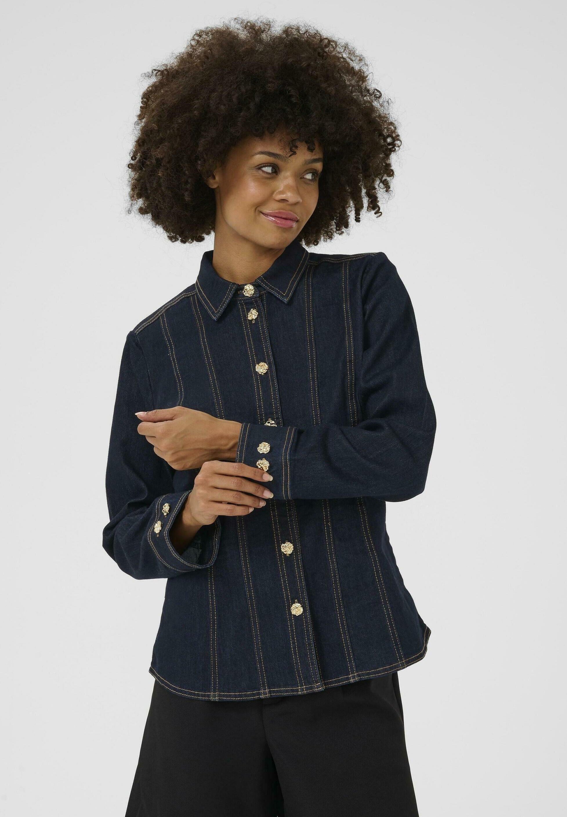 Culture CUBOBBIE DENIM - Bluse - marineblå