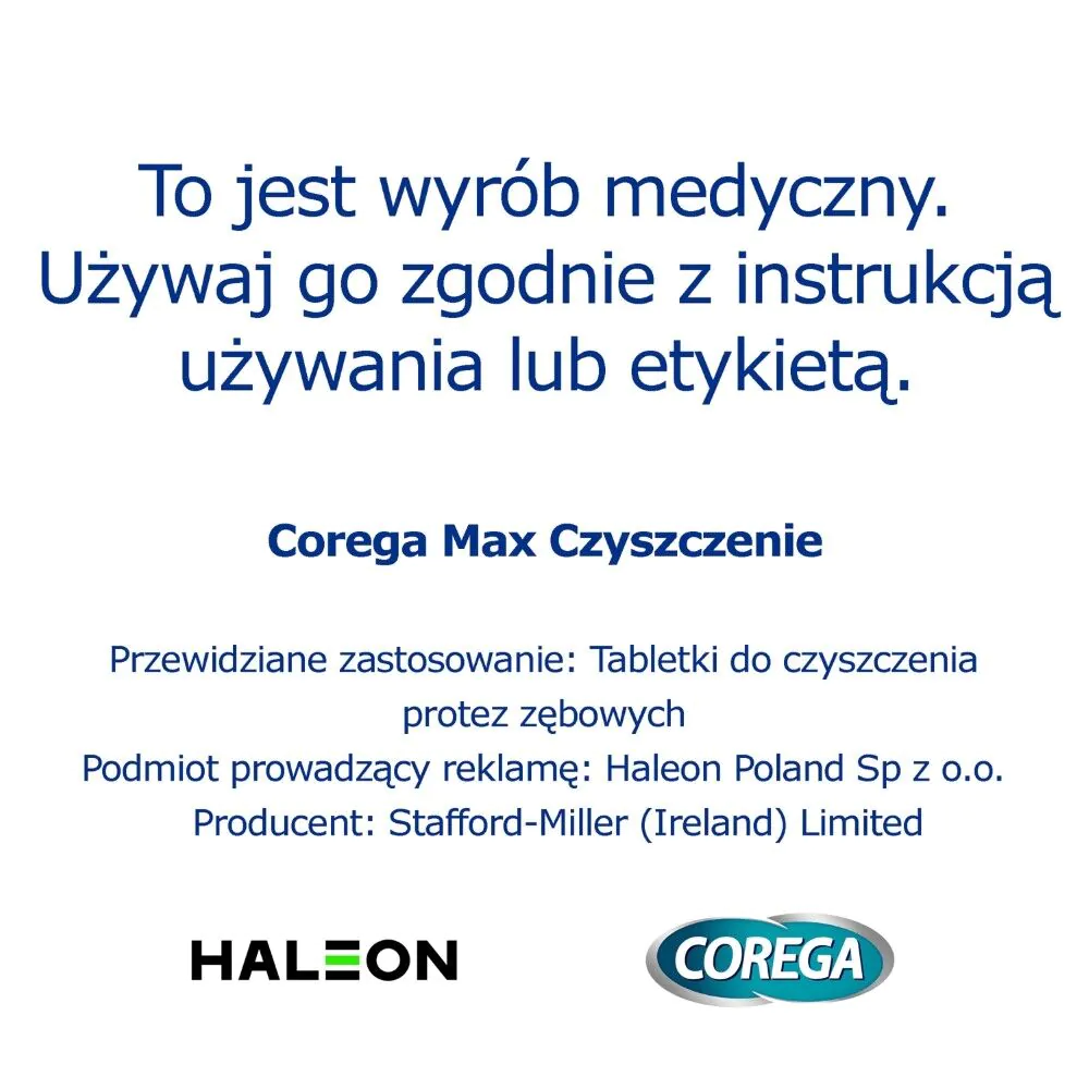 Corega Max Czyszczenie, Tabletki rozpuszczalne do czyszczenia protez zębowych