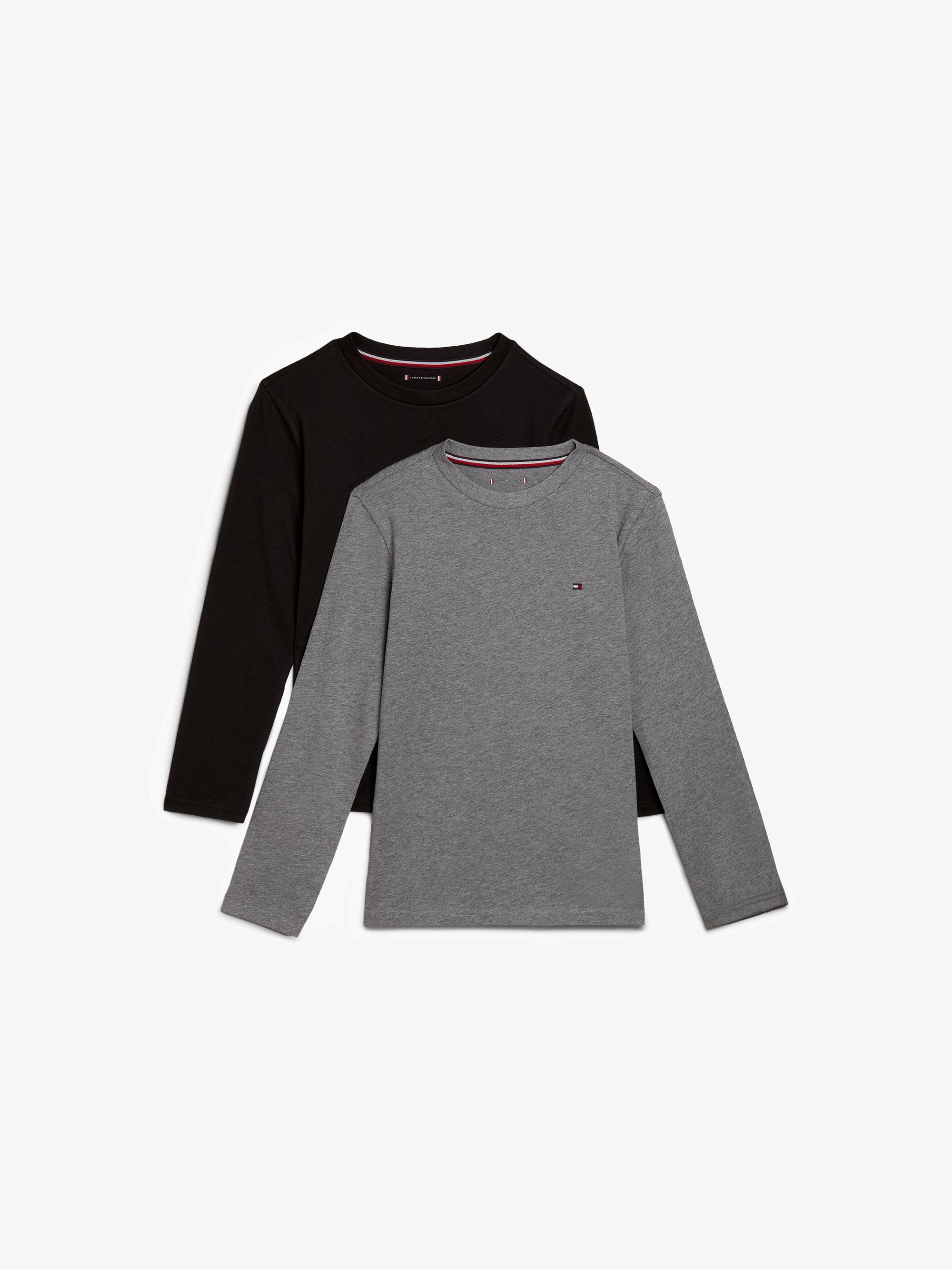 Tommy Hilfiger T-shirt unisex 2-pack - Top met lange mouwen - middengrijs gemêleerd/zwart