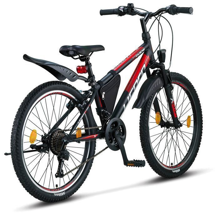 Un VTT pour tous ceux qui recherchent un compagnon pour le quotidien et le tout-terrain. [Noir/Rouge/Gris, 24]