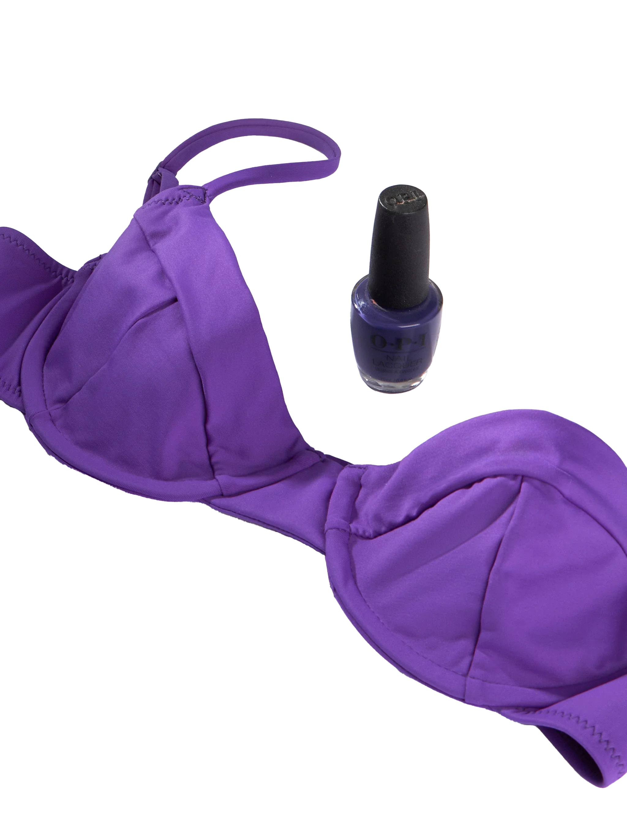 Traje de baño tipo bralette con aros de color morado para mujer