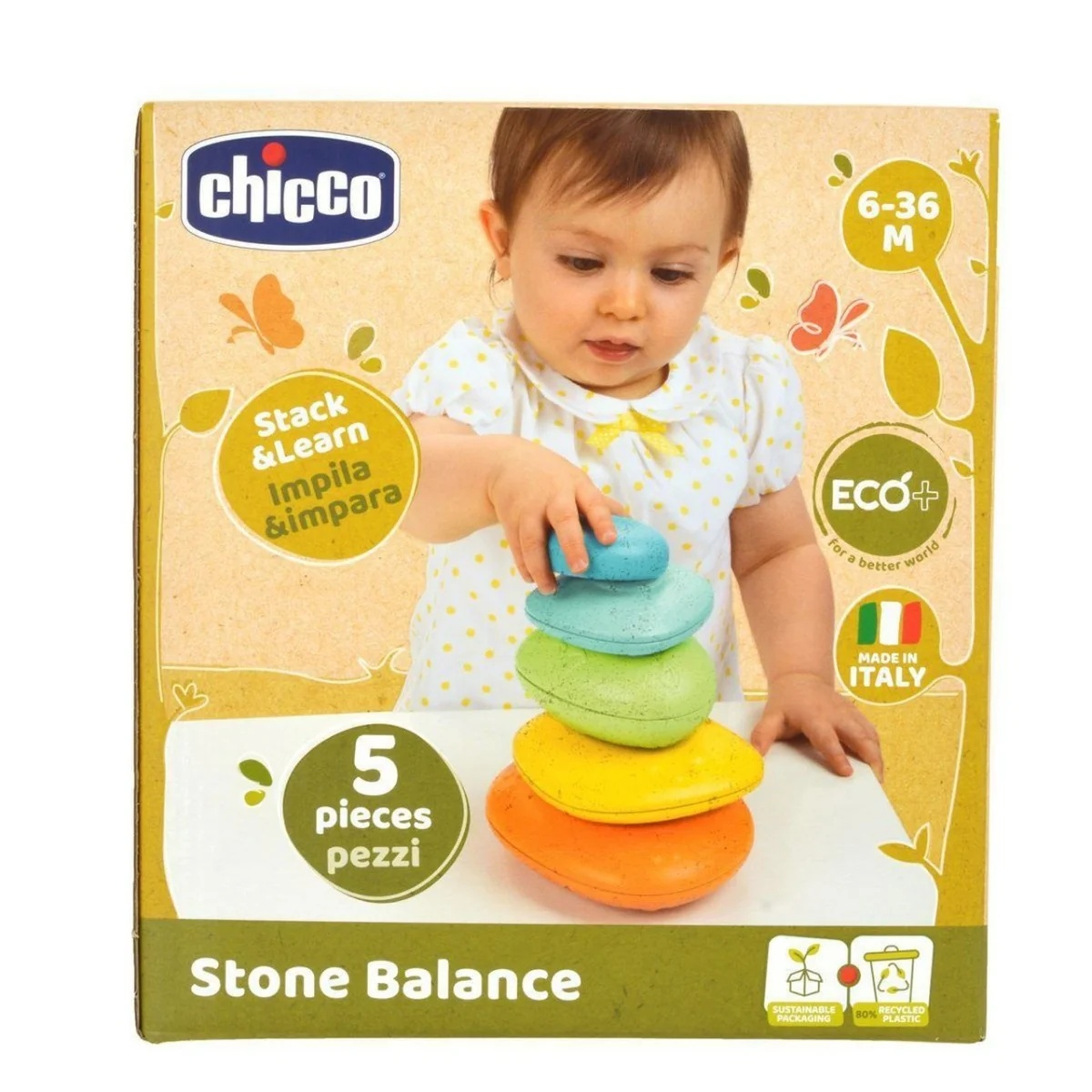 Jogo de equilíbrio Chicco Stone para o desenvolvimento cognitivo infantil