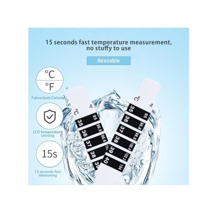 20 tiras de temperatura, tiras reutilizables para medir la fiebre en la frente con 20 manuales, tira de temperatura confiable para usar