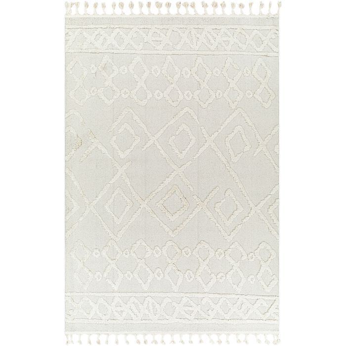 LIVABLISS Tapis de Salon à Poils Courts Doux Berbère Ethnique ELAINE 160x213cm Ivoire