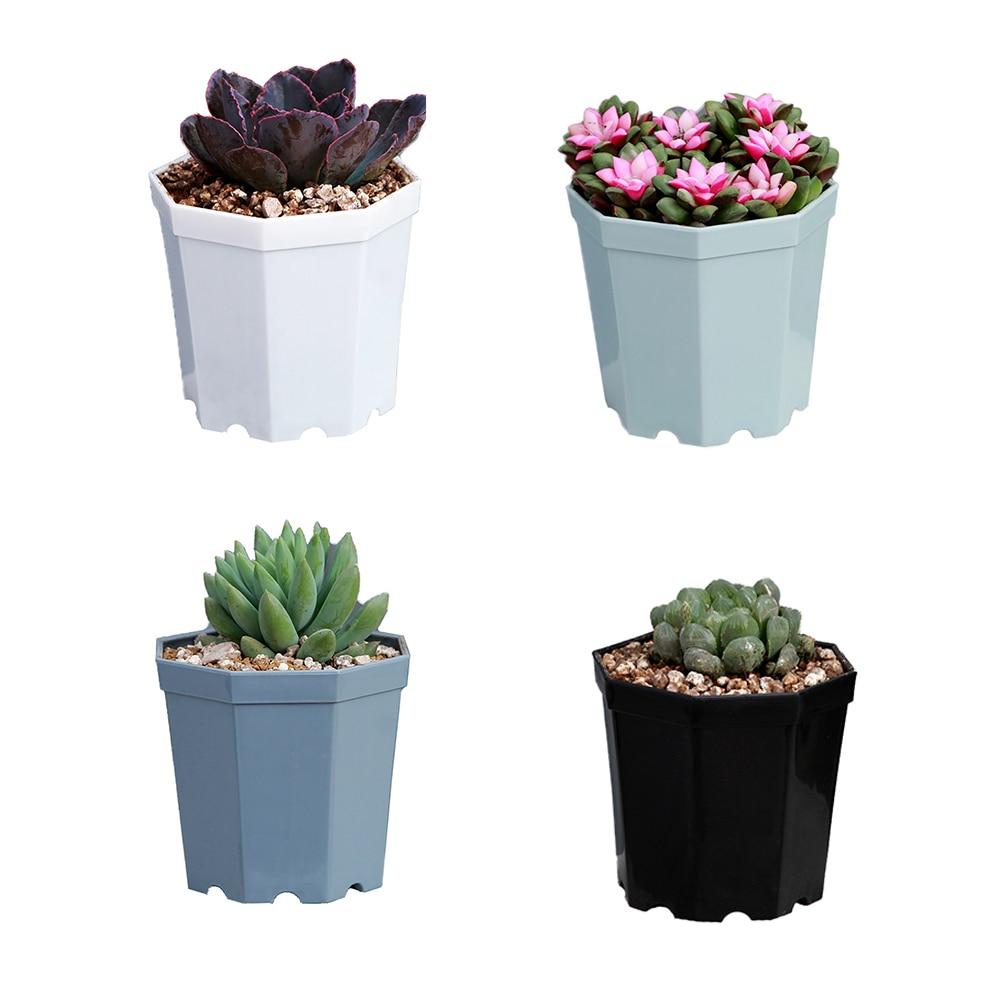 macetas octogonales de plástico grueso y colorido para plantas y flores, ideales para el hogar, jardín, oficina, invernaderos y viveros.