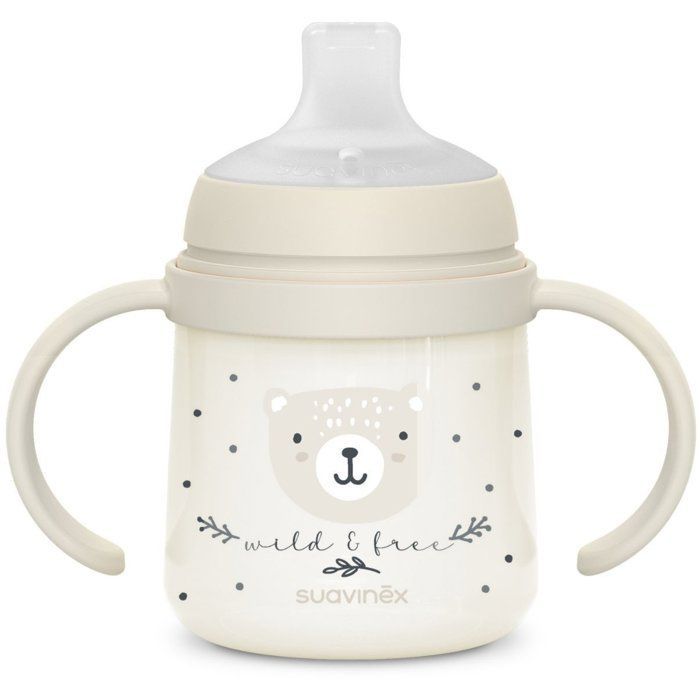 Babyfles met handvatten - SUAVINEX - NIGHT&DAY WILD&FREE - 150 ml - 6 maanden en ouder - Grijs