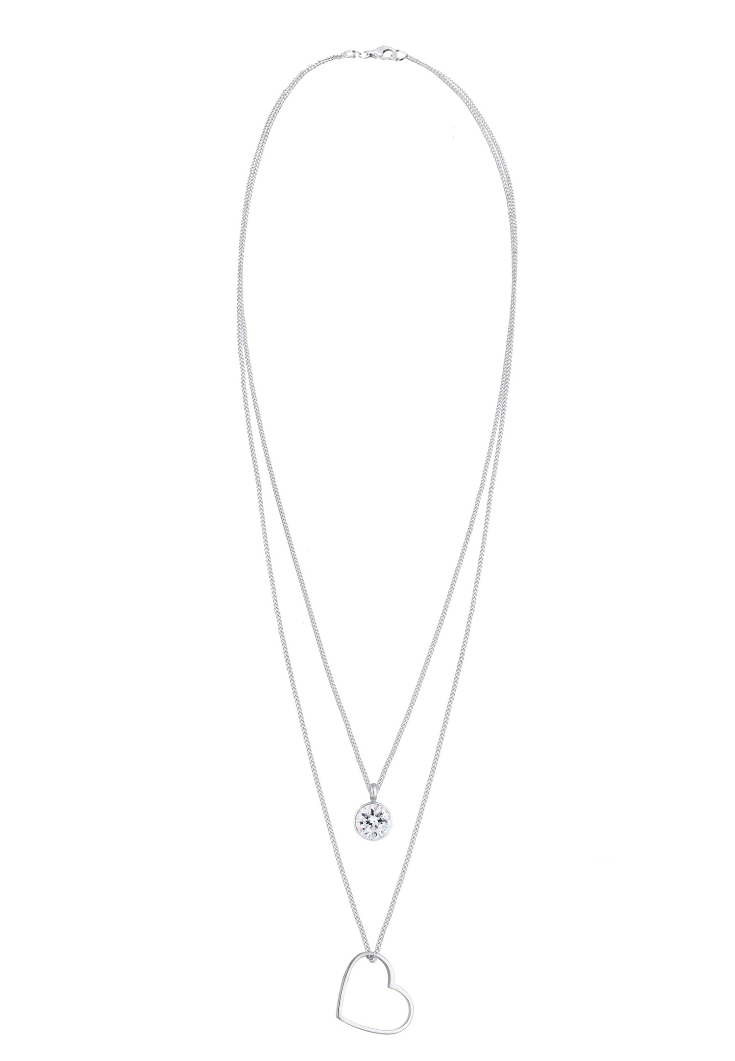 Elli Femmes couches collier avec pendentif cœur et cristal en argent 925