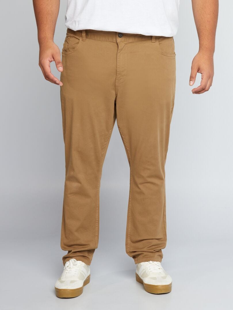 Calça ajustada com 5 bolsos, tamanho L34 - marrom