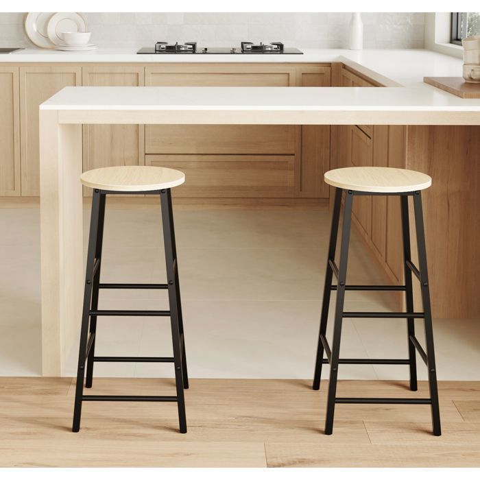 Bar stools - DESIGN FURNITURE - Lucca - Black and Sonoma - 2 pieces - 71 cm high
