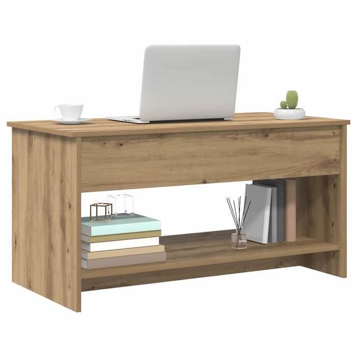 Mesa de centro vidaXL, roble artesanal, 102 x 50 x 52,5 cm