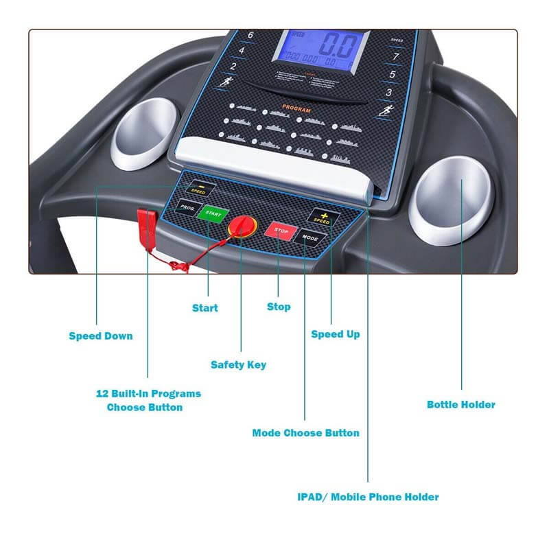 2,25 PS starkes, klappbares Laufband für Zuhause/Fitnessstudio, elektrisch betriebenes, tragbares Lauf- und Gehgerät mit Blu-ray-LCD-Display