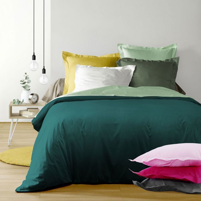 Funda de almohada cuadrada - 63 x 63 cm - 57 hilos - Liso - Azul medianoche