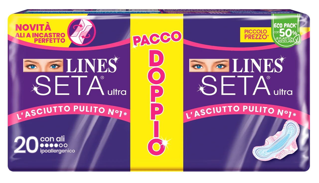 LINES Seiden-Ultra-Saugfähige Binden, 20 Stück, hypoallergen