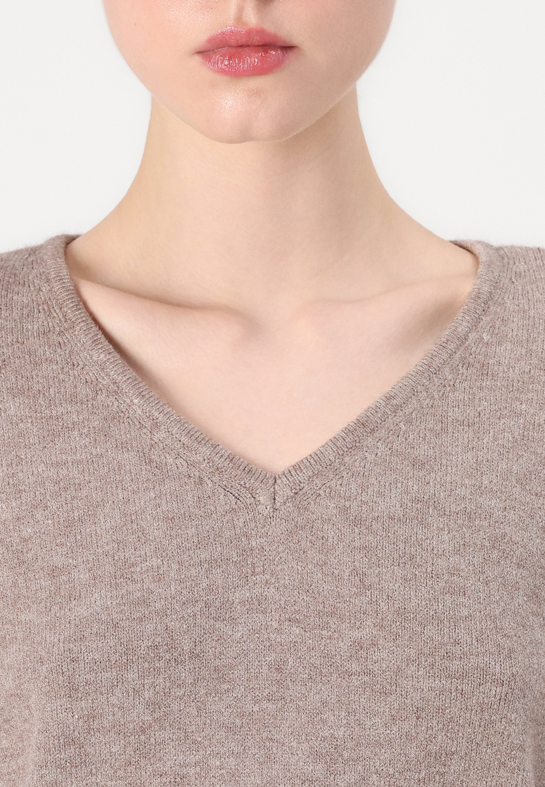 VILA VIRIL L/S V-NECK TOP - Maglione - marrone