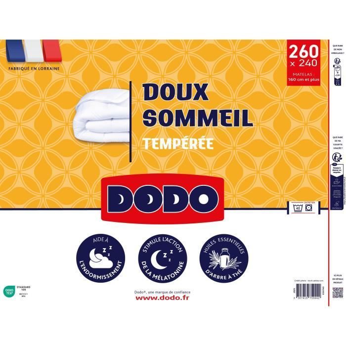DODO - Edredón de peso medio 300 g/m² - SUEÑO REPARADOR - 240 x 260 cm - Blanco