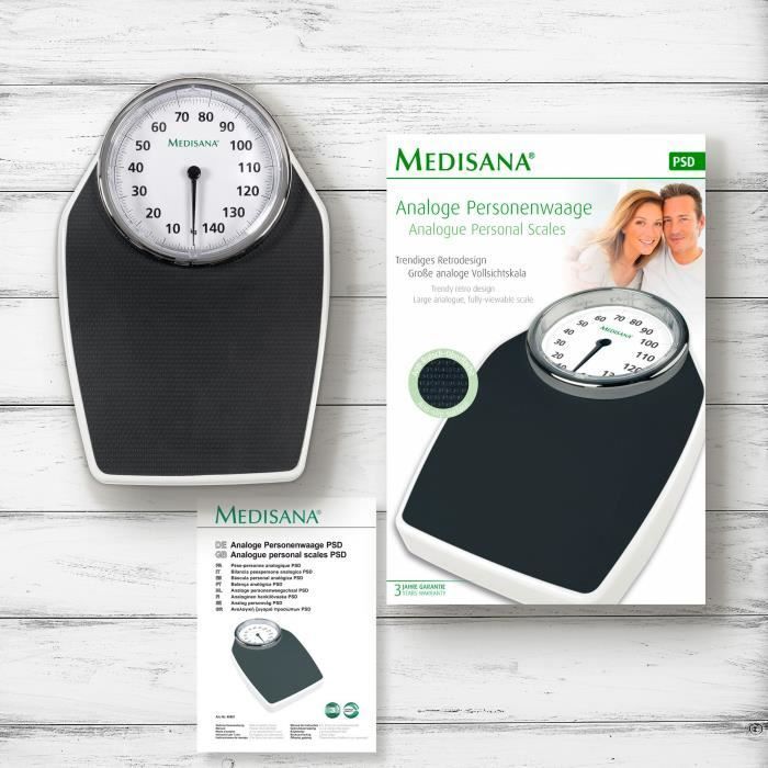 Pèse-personne mécanique MEDISANA PSD 4046 - Design rétro chic - Graduation 500g - Portée 150kg
