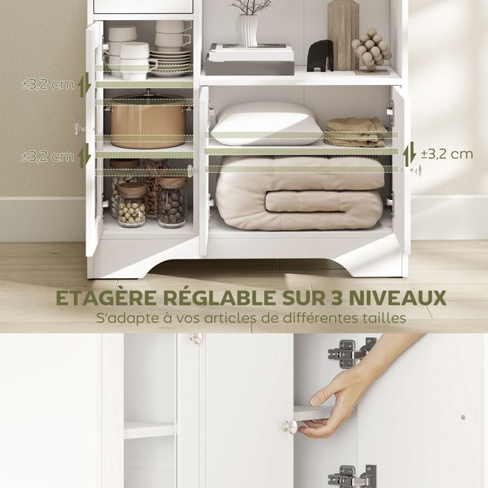 HOMCOM - Buffet de cuisine - Panneau de particules - 80x30x82cm - Blanc