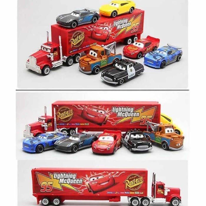 Cars 2 Rayo McQueen Racer Bil & Mack Lastbil Presentador Caja Set