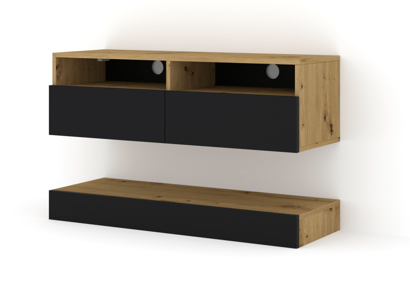Szafka RTV DUO 100 dąb artisan / czarny mat