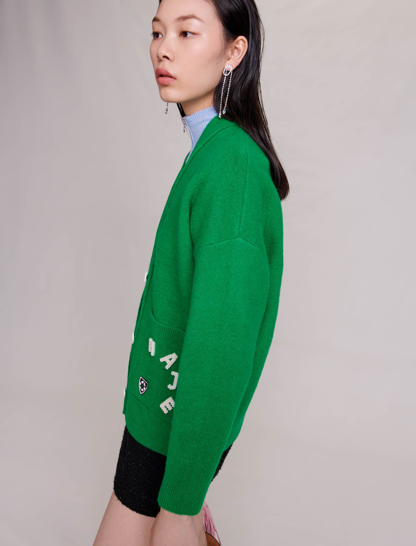 Cardigan tricotat - Vert Gazon