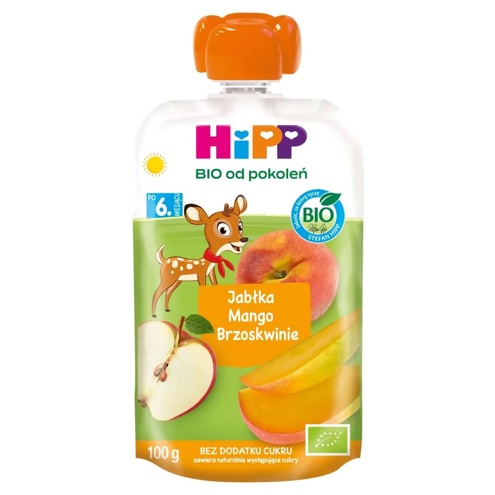 Hipp BIOMus Jabłko-Mango-Brzoskwinia BIOPo 6 Miesiącu