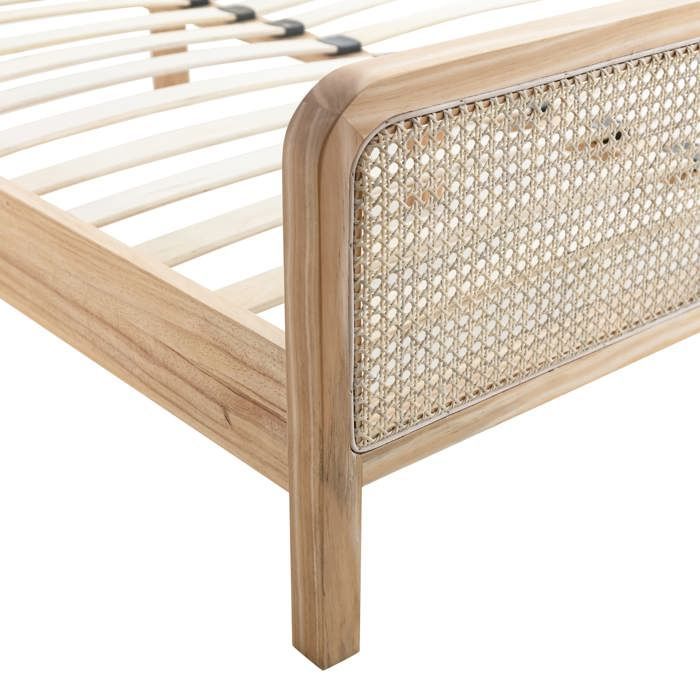 ANNA 140x190cm Letto matrimoniale per adulti in pino massello naturale con vera canna - LT17018 - Legno naturale - Terre de Nuit
