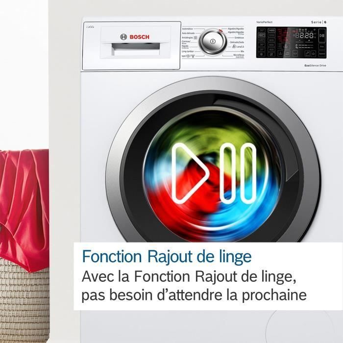 Lavadora de carga frontal BOSCH WAN24209FR SER4 - 9 kg - Inducción - 60 cm de ancho - 1200 rpm - Clase energética A - Vapor - Blanca