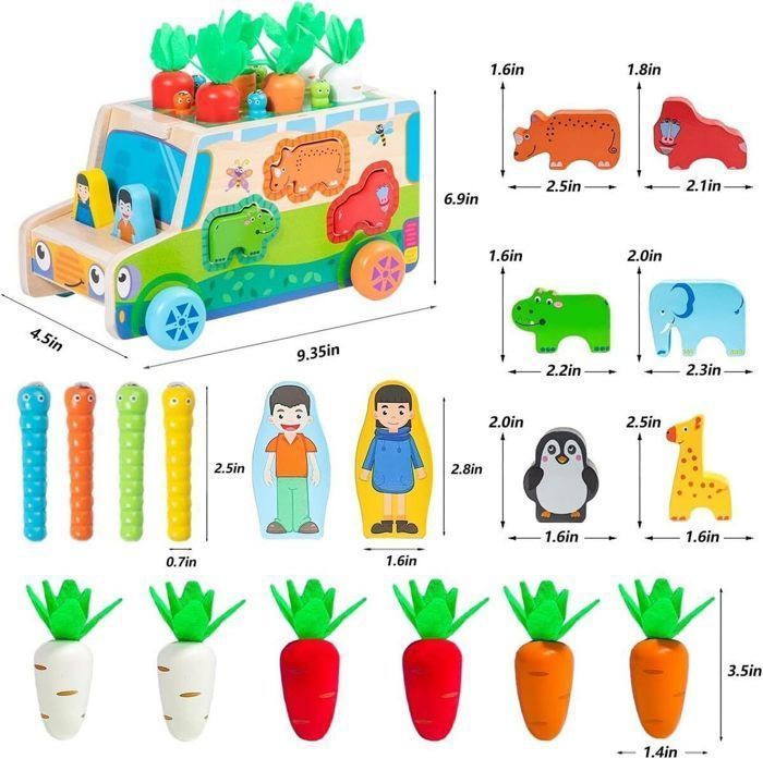 Montessori Toy - LECOO - 7 in 1 - Magnetic - Educational - Natural Wood