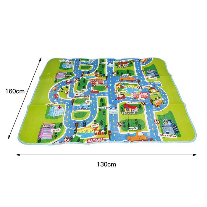 Alfombra de juegos para bebés de PE Cotton - ERROLVES - Mapa de tráfico urbano - 160*130*30 CM