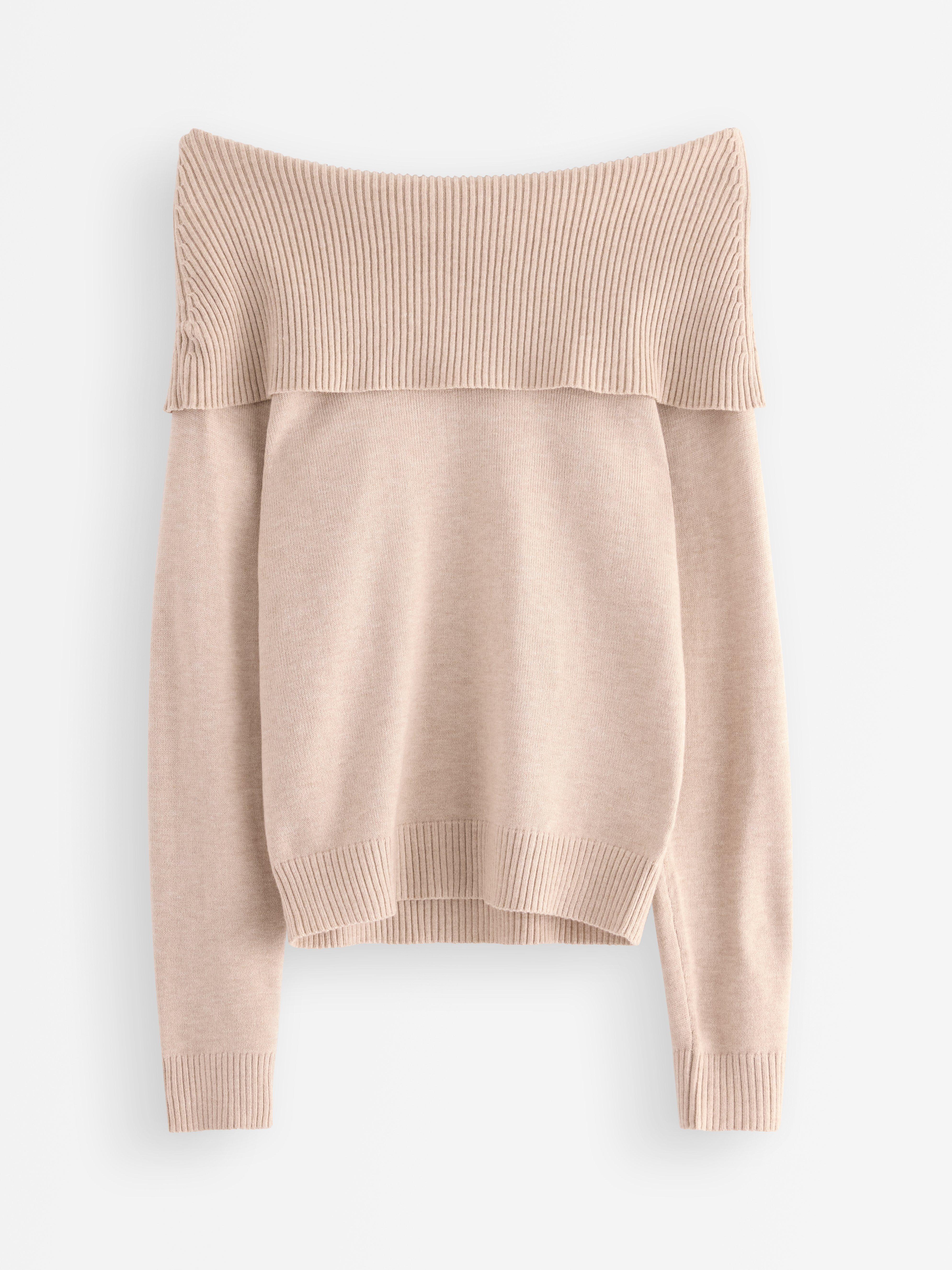 Genser med bare skuldre Beige melert