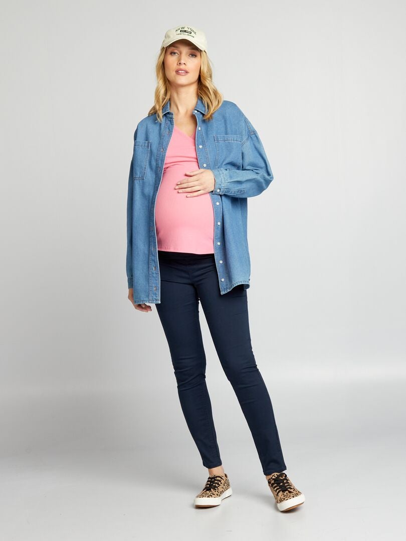 Stretch gebreide broek zoals jeggings - blauw