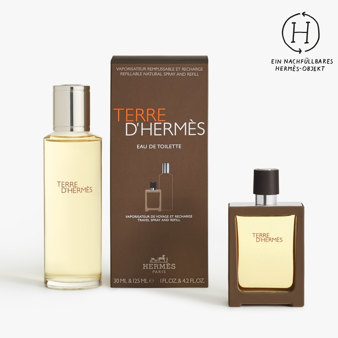 HERMÈS kvepalų rinkinys Terre d'Hermès tualetinis vanduo, užpildomas purškalas + užpildomas buteliukas - 155 ml