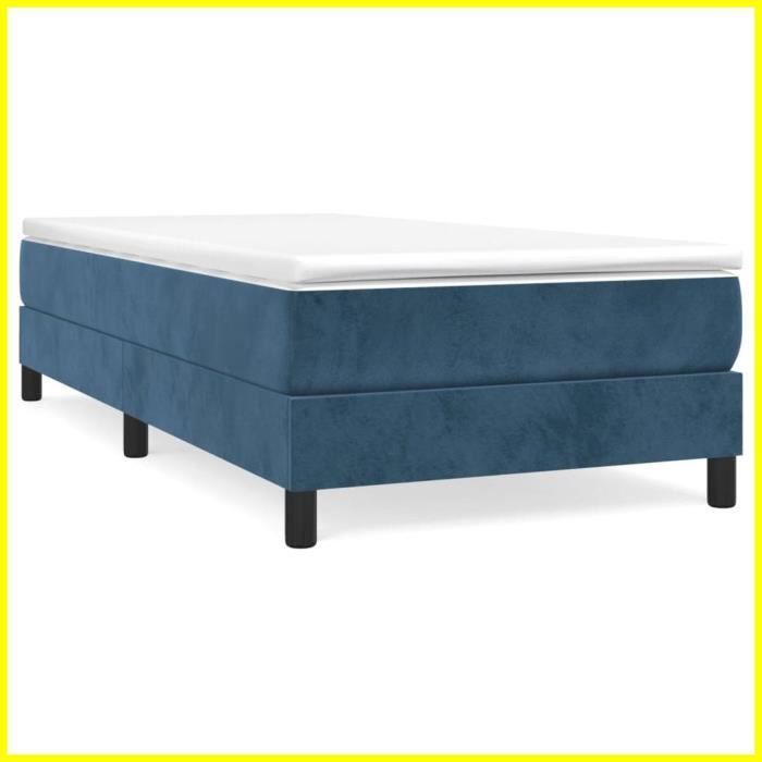 Verende bedbodem - CUQUE - Donkerblauw - 90x190 cm - Fluweel - Eenvoudige montage