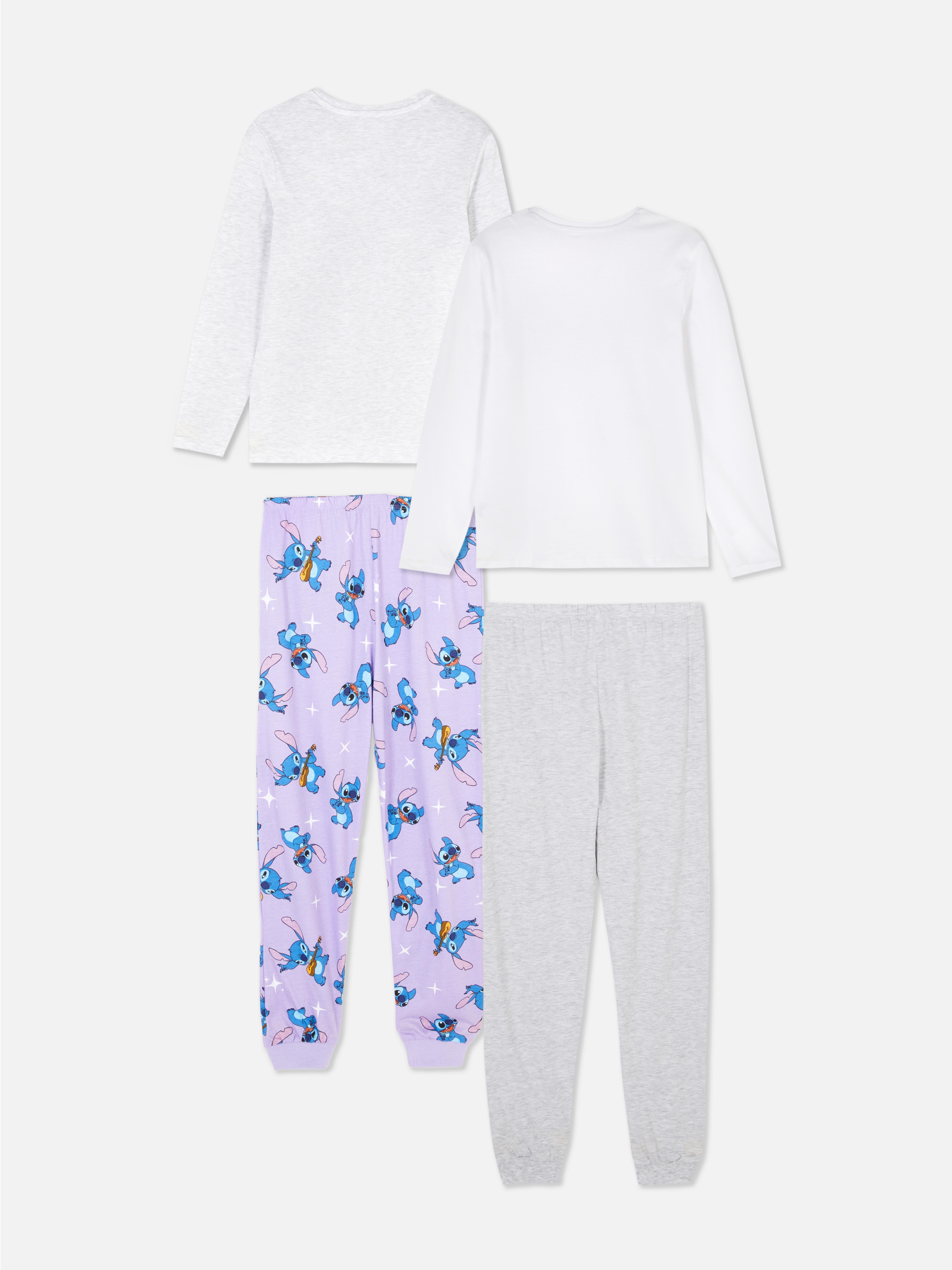 Pijamale cu mânecă lungă Disney Stitch, set de 2 Două pijamale Disney Stitch cu guler rotund, mâneci lungi și pantaloni asortați