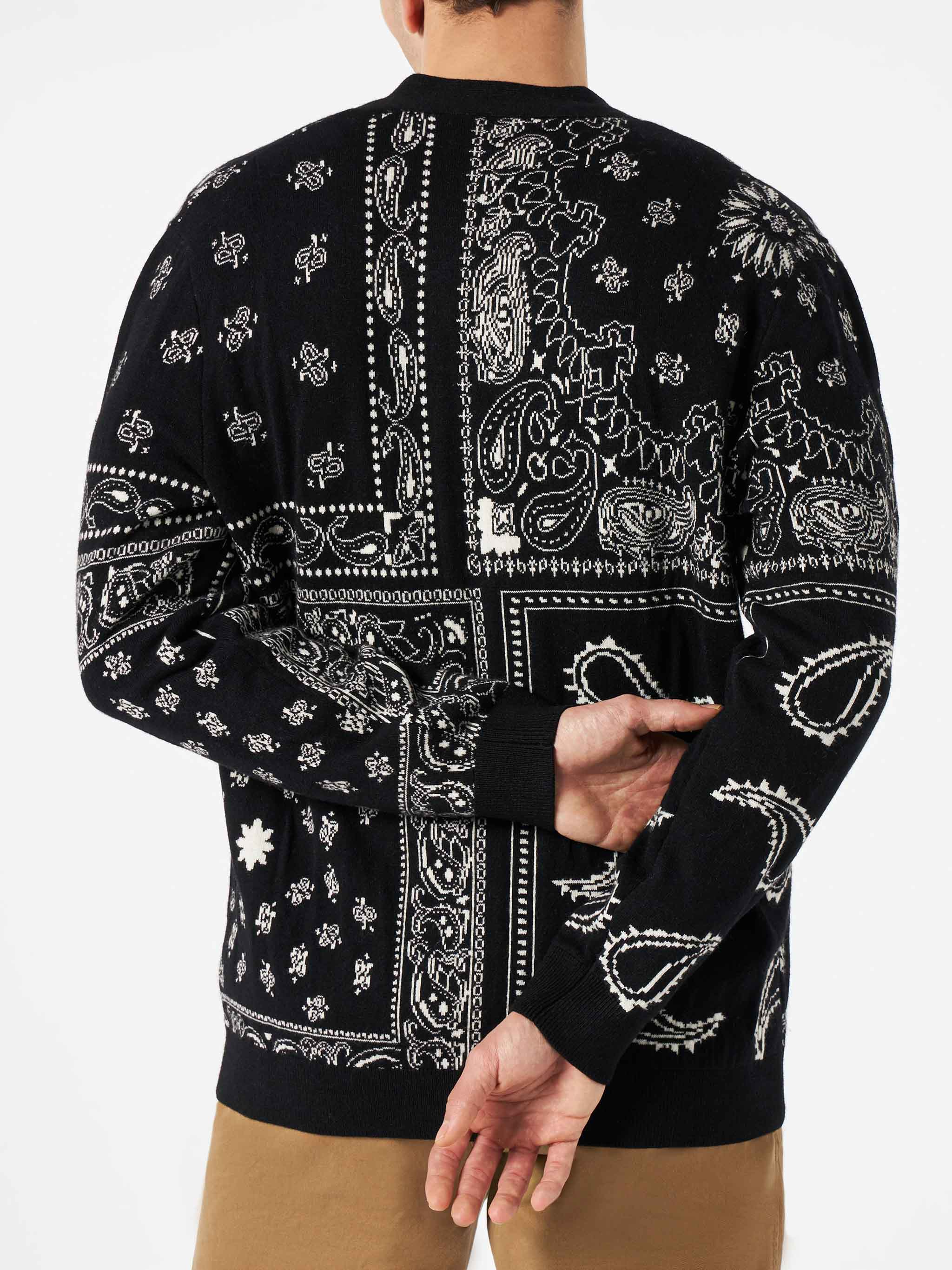 Gebreid vest in bandana-stijl met Saint Barth-borduurwerk.
