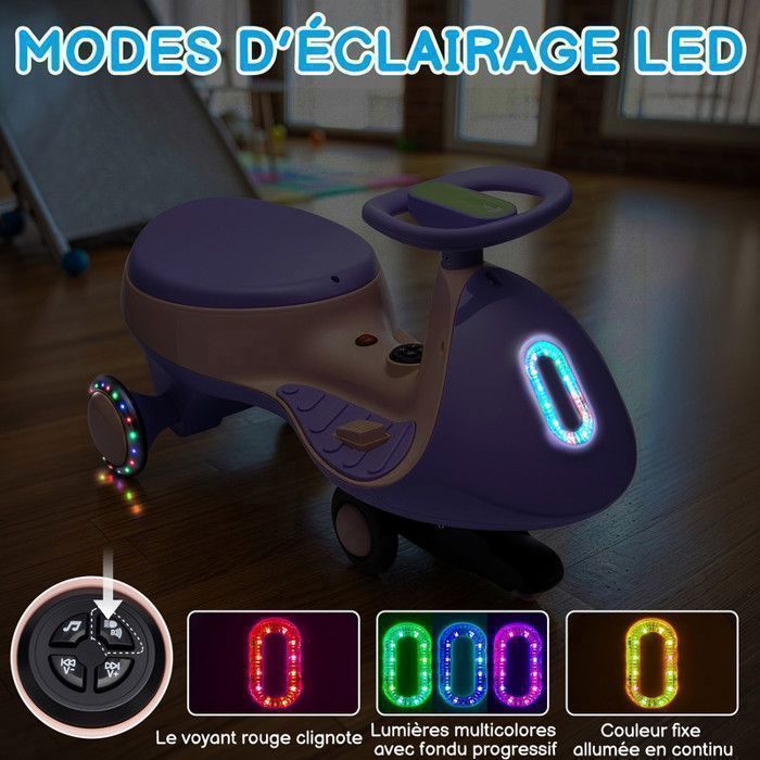 Coche eléctrico infantil LALAHO WH602 de 12 V y 4,5 Ah - Bluetooth, morado y rosa