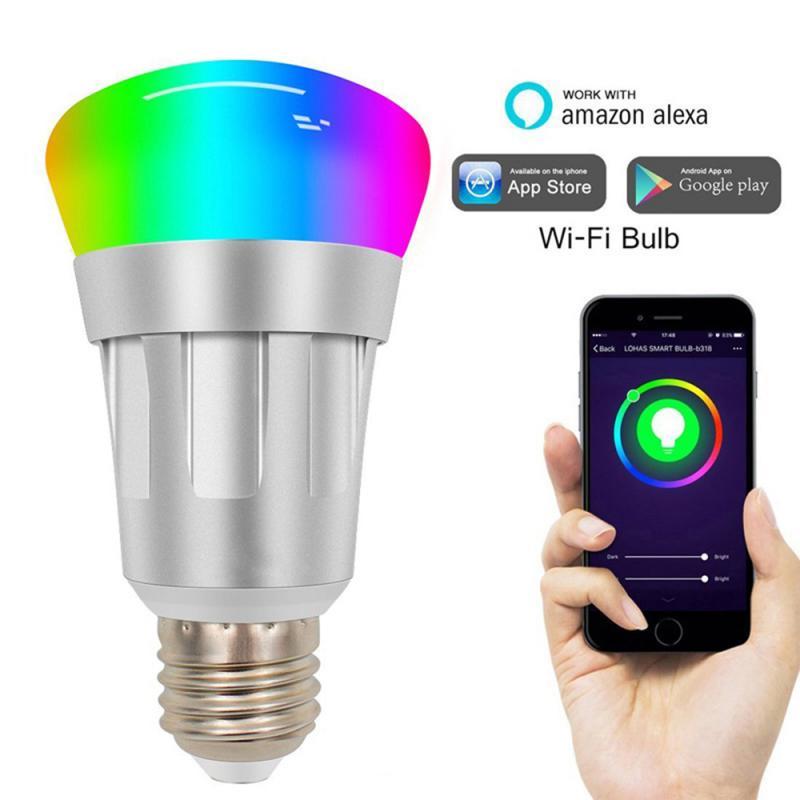 Ampoule connectée Wi-Fi sans fil, couleur variable, compatible Alexa et Google Home, commande vocale, culot E27 E26 E14 B22
