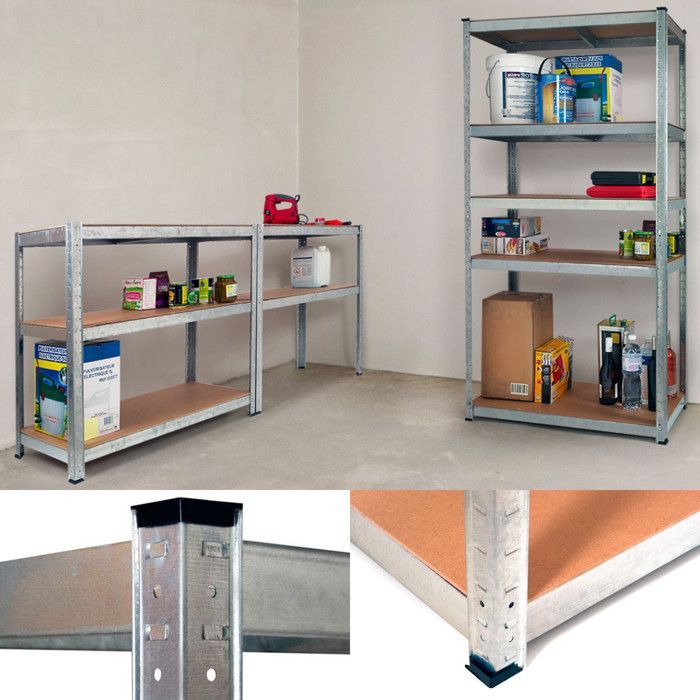 IDMARKET Modulaire, robuuste metalen stellingkast met 5 schappen