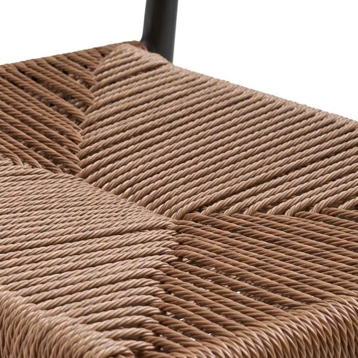 KORSI - Set of 2 Garden Dining Chairs in Black Aluminium and Imitation Rattan