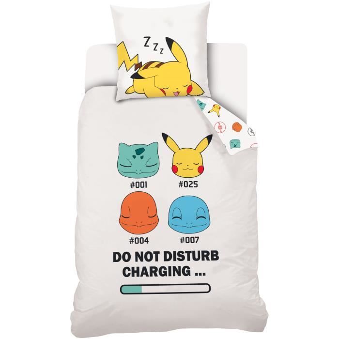 Juego de ropa de cama - POKÉMON - Funda nórdica 140x200cm - 100% algodón - Reversible - Infantil