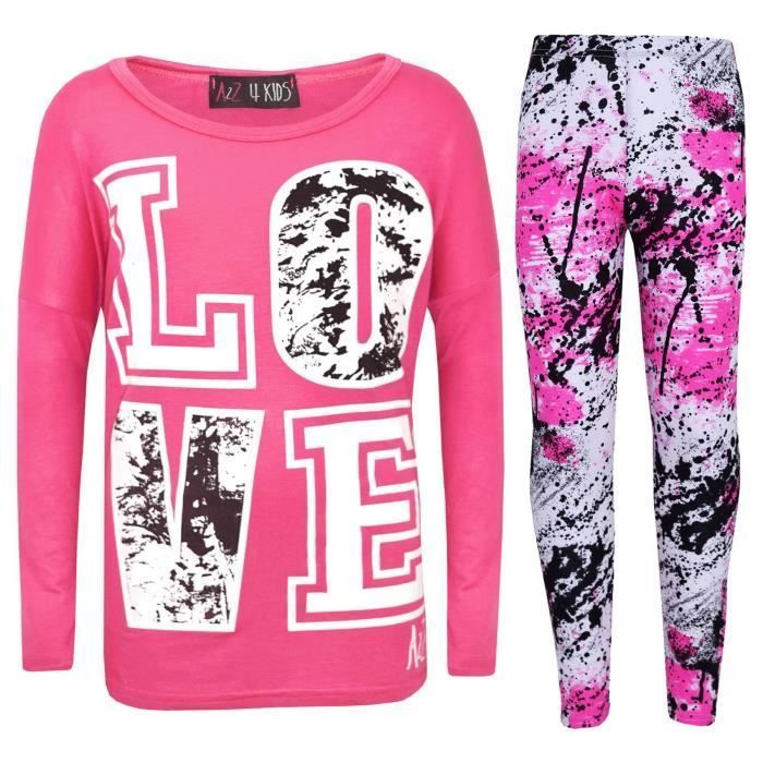 Conjunto para niña - Amor infantil - Estampado Splash - Manga corta - Rosa - Cintura elástica