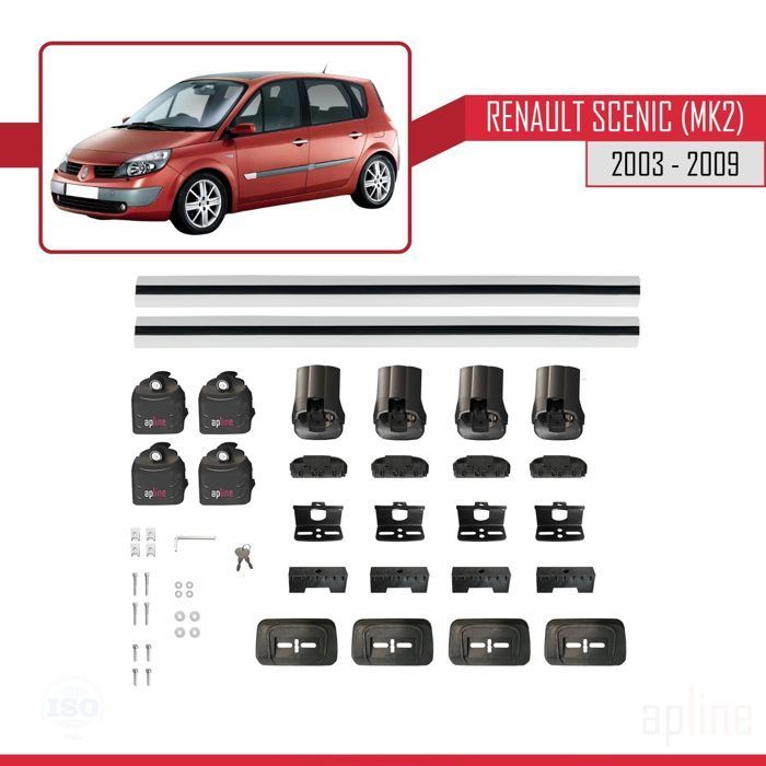 Barras de techo - ACE-3 - Compatibles con Renault Scenic MK2 - Aluminio - 2 barras - Carga útil < 300 kg