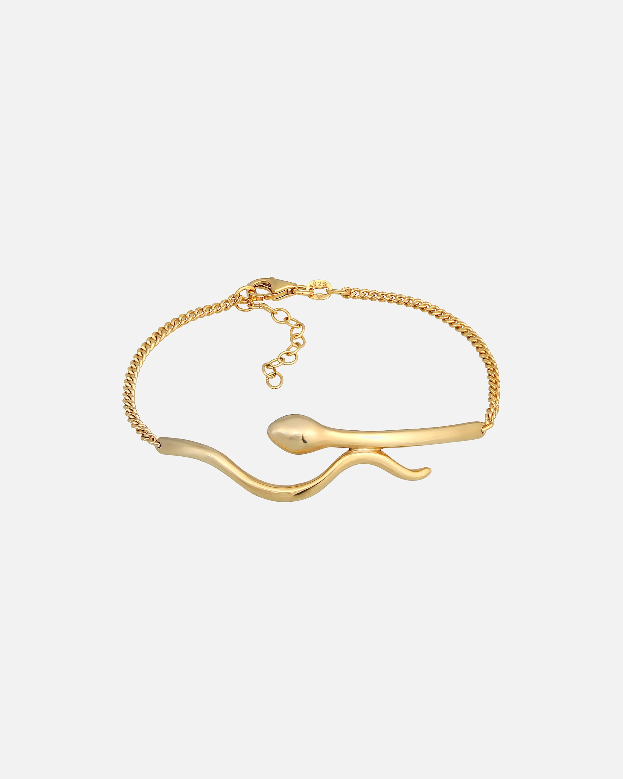 Elli Femmes Snake Curb Chain Boho Trend Ajustable en Argent Sterling 925 Plaqué Or