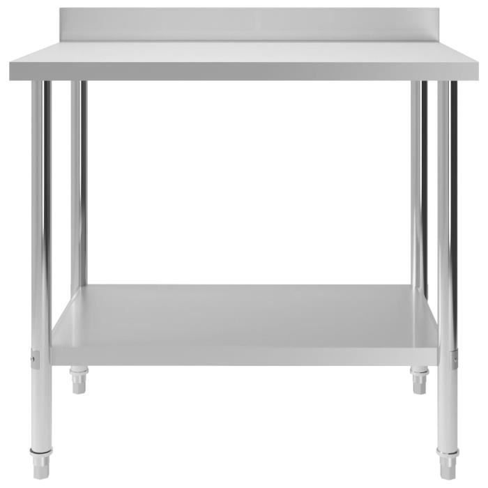 vidaXL Table de travail de cuisine avec dosseret 100x60x93 cm Inox 51189